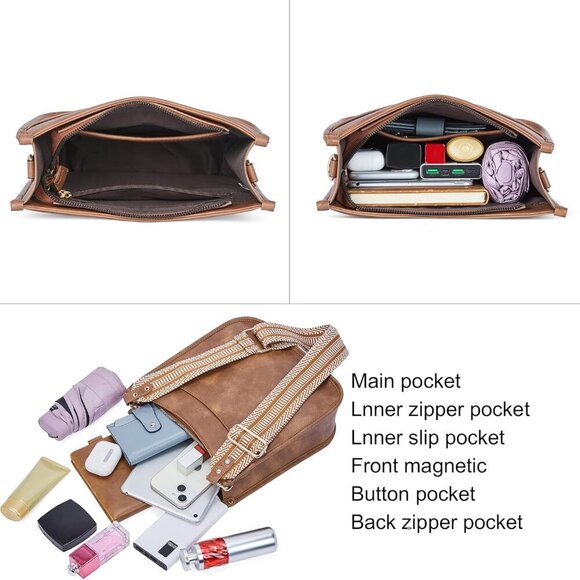 Crossbody Bags For Women Trendy Fashion Shoulder Bag Vegan Leather Purse For Lad - Picture 4 of 8